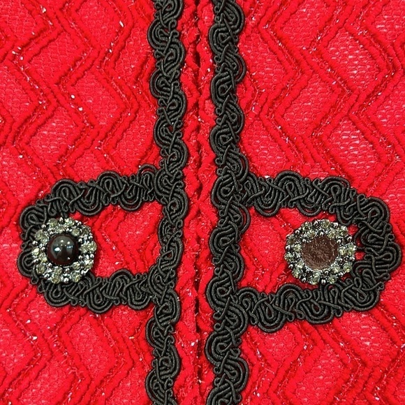 Susanna tweed sheath dress matching jacketed striped metallic red/black 16 size - Picture 8 of 11